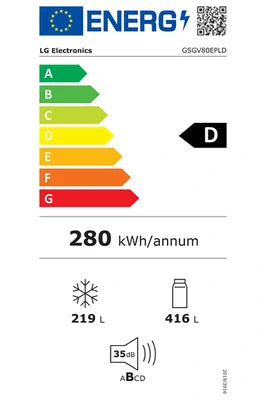 Réfrigérateur américain Lg GSGV80EPLD 635 L Noir Graphite