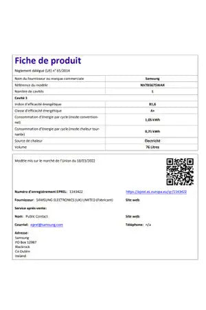 Four encastrable Samsung NV7B5675WAK