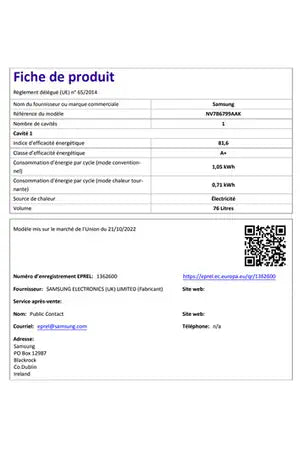 Four encastrable Samsung NV7B6799AAK BESPOKE série 6