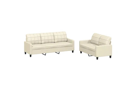 Canapé droit vidaXL Ensemble de Canapés avec Coussins 2 pcs, Canapés avec Accoudoirs et Dossier, Ensemble de Meubles, Mobilier de Salle de Séjour, Moderne, Crème