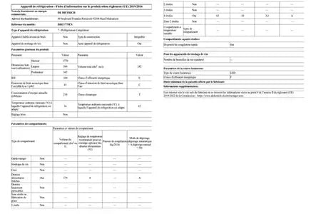 Réfrigérateur congélateur en bas De Dietrich ENCASTRABLE - DRC1775EN 177CM