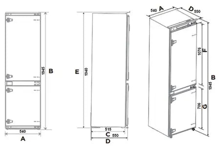Réfrigérateur congélateur en bas De Dietrich DRC9455EN - ENCASTRABLE 194 CM