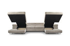 Canapé d'angle BestMobilier Pablo - canapé panoramique en U - 7 places - convertible avec coffres et têtières réglables - en velours côtelé - Beige