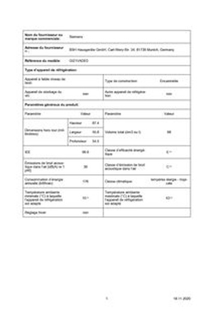 Congélateur bar SIEMENS GI21VADE0 - ENCASTRABLE 88CM