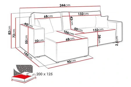 Canapé d'angle GENERIQUE Canapé d'angle convertible en velours côtelé Karl - 3 places - Beige