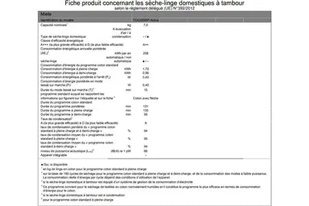 Sèche-linge MIELE TCA 220 WP