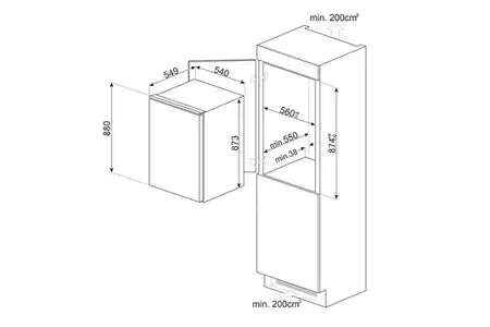 Réfrigérateur 1 porte Smeg S4L090E - Encastrable 88 cm