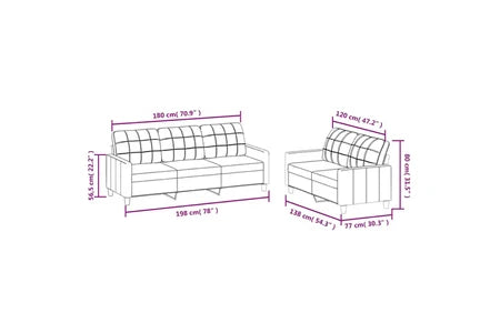 Canapé droit vidaXL Ensemble de Canapés avec Coussins 2 pcs, Canapés avec Accoudoirs et Dossier, Ensemble de Meubles, Mobilier de Salle de Séjour, Moderne, Crème