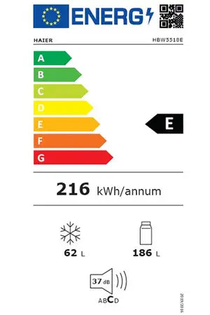 Réfrigérateur congélateur en bas Haier ENCASTRABLE - HBW5518E - NICHE