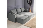 Canapé d'angle Sweeek Canapé d'angle convertible en tissu gris clair - IDA - 3 places fauteuil d'angle réversible coffre rangement lit modulable