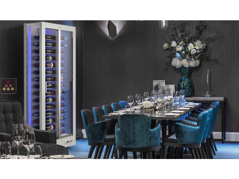 Vitrine à vin multi-températures - Usage pro - 3 côtés vitrés - P36cm - Bouteilles horizontales - Habillage magnétique interchangeable CALICE DESIGN MODULAIRE PRO