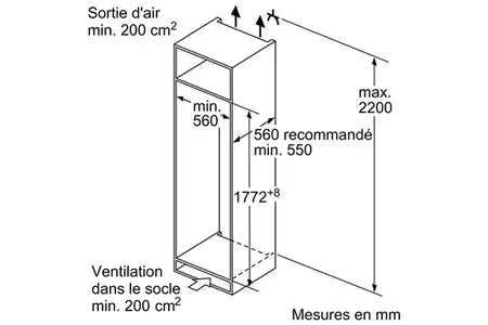 Réfrigérateur 1 porte Siemens KI81RVFE0 - ENCASTRABLE 177CM