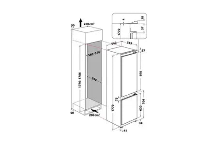 Réfrigérateur congélateur en bas Whirlpool WHC18D011C2FR - ENCASTRABLE 178 CM