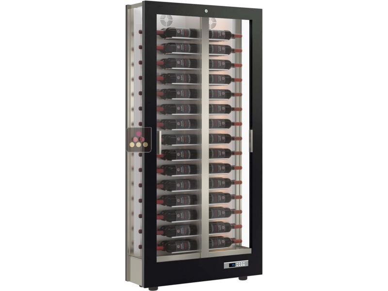 Vitrine à vin multi-températures - Usage pro - 3 côtés vitrés - P36cm - Bouteilles horizontales - Habillage magnétique interchangeable CALICE DESIGN MODULAIRE PRO
