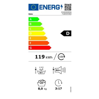 Sèche-linge pompe à chaleur Beko d34h28393a