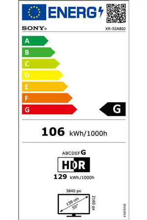 TV OLED SONY XR55A80J 55" 4K UHD GOOGLE TV NOIR