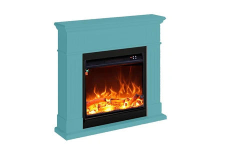 Cheminée électrique MPC MPC CAMINO PIENZA CHEMINÉE SUR PIED COMPRENANT UN CADRE ET UN BRÛLEUR ÉLECTRIQUE 1500W, TURQUOISE