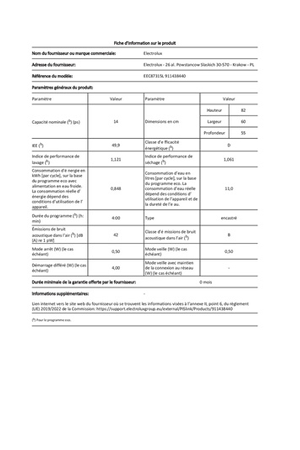 Lave-vaisselle ELECTROLUX EEC87315L COMFORLIFT- ENCASTRABLE 60CM