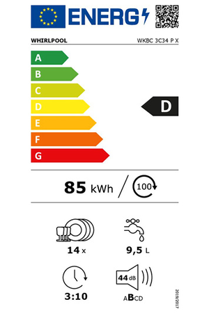 Lave-vaisselle WHIRLPOOL WKBC3C34PX SILENCE - ENCASTRABLE 60CM