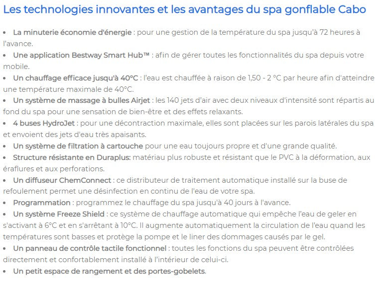 Spa gonflable BESTWAY KIT SPA GONFLABLE BESTWAY LAY-Z-SPA CABO CARRÉ HYDROJET 4/6 PLACES + ASPIRATEUR À BATTERIE