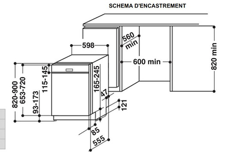 Lave-vaisselle WHIRLPOOL WKBC3C34PX SILENCE - ENCASTRABLE 60CM