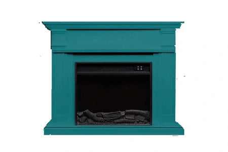 Cheminée électrique MPC MPC CAMINO CALDERA CHEMINÉE SUR PIED AVEC CADRE ET BRÛLEUR ÉLECTRIQUE 1500W, TURQUOISE