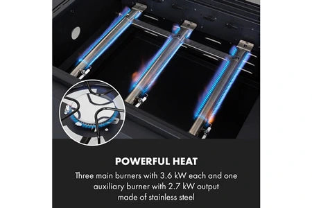 Barbecue KLARSTEIN KINGSVILLE SMOKER - COMBINÉ BARBECUE Á GAZ / CHARBON DE BOIS /FUMOIR - 3 BRÛLEURS EN ACIER INOX - 13,5 KW - ARGENT