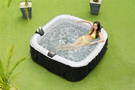 Spa gonflable OSPAZIA SPA GONFLABLE 6 PLACES CARRÉ - - DIMENSIONS : 185 X 185 CM - FILTRE ET BÂCHE INCLUS