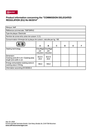 Plaque induction NEFF T68FS6RX2