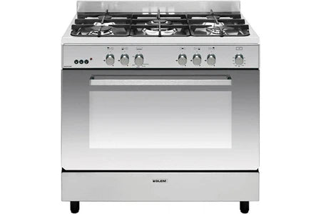 Gaziniere GLEM GLEM CUISINIÈRE PIANO DE CUISSON 5 FOYERS BRÛLEURS GAZ INOX 90X60CM FOUR CATALYSE GAZINIÈRE 104L GE960CBIX2