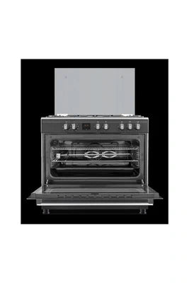 Piano de cuisson CONTINENTAL EDISON CUISINIERE PIANO FOUR MULTIFONCTIONS CATALYSE 100L AFFICHAGE DIGITAL L90 XH85 CM NOIR MAT ET INOX