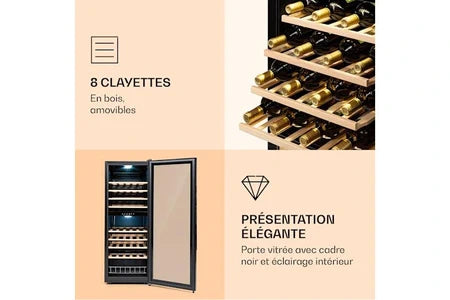 Cave de service KLARSTEIN CAVE À VIN - BAROSSA 54 DUO - 2 ZONES - 148 L - 54 BOUTEILLES - TOUCH-DISPLAY - NOIR