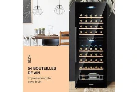 Cave de service KLARSTEIN CAVE À VIN - BAROSSA 54 DUO - 2 ZONES - 148 L - 54 BOUTEILLES - TOUCH-DISPLAY - NOIR